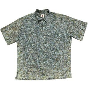 Tori Richard Honolulu Hawaiian Aloha Green Blue Button Shirt Size XL‎
